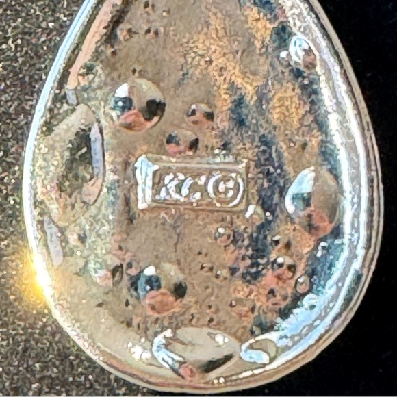 Vintage Signed KC Amber Teardrop Pendant Silver Toned Necklace - Picture 2 of 7